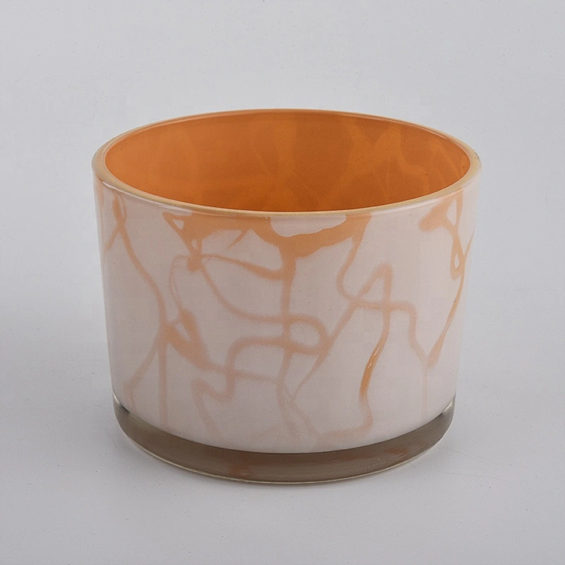 11oz glass candle holders with marble painting