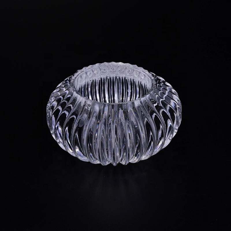 Sunny tealight empty round crystal candle glass container