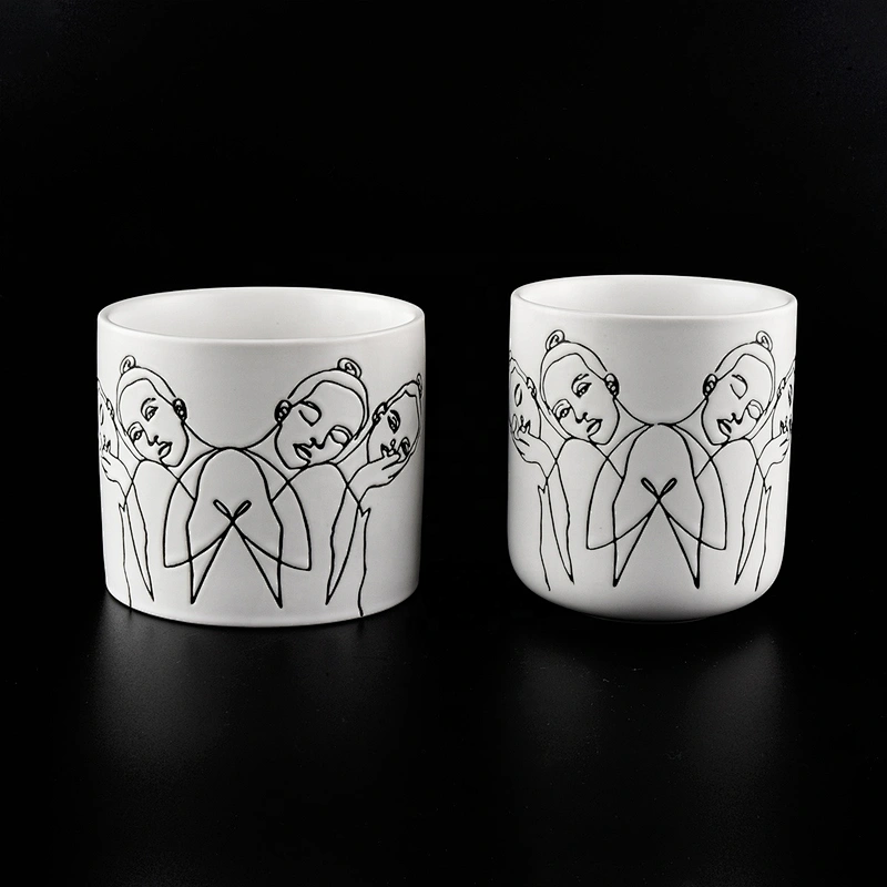 White onyx ceramic Candle holders/candle jar