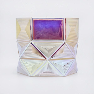 Supplier luxury Hexagon color tealight Glass candle holders