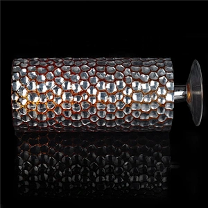Footed pillar glass candle holders in metallic gold home decoration wholesale