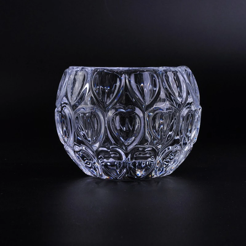Crystal glass heart bubble tealight candle votive holders wholesale