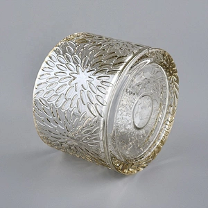 chrysanthemum pattern luxury candle glass container with lid