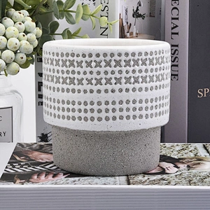 Custom made ceramic candle container grey candle holder home decoration