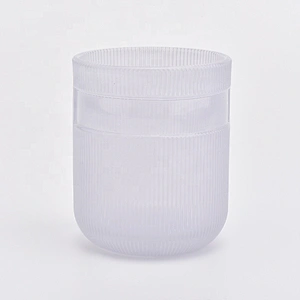 Cylinder customized striped candle vessel glass candle holder home decoration