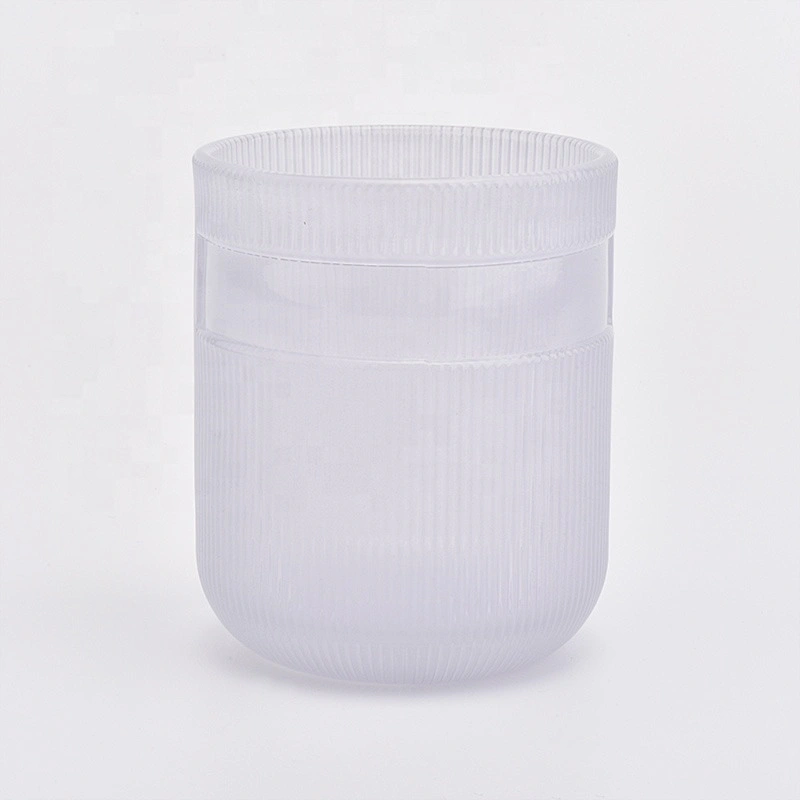 Cylinder customized striped candle vessel glass candle holder home decoration