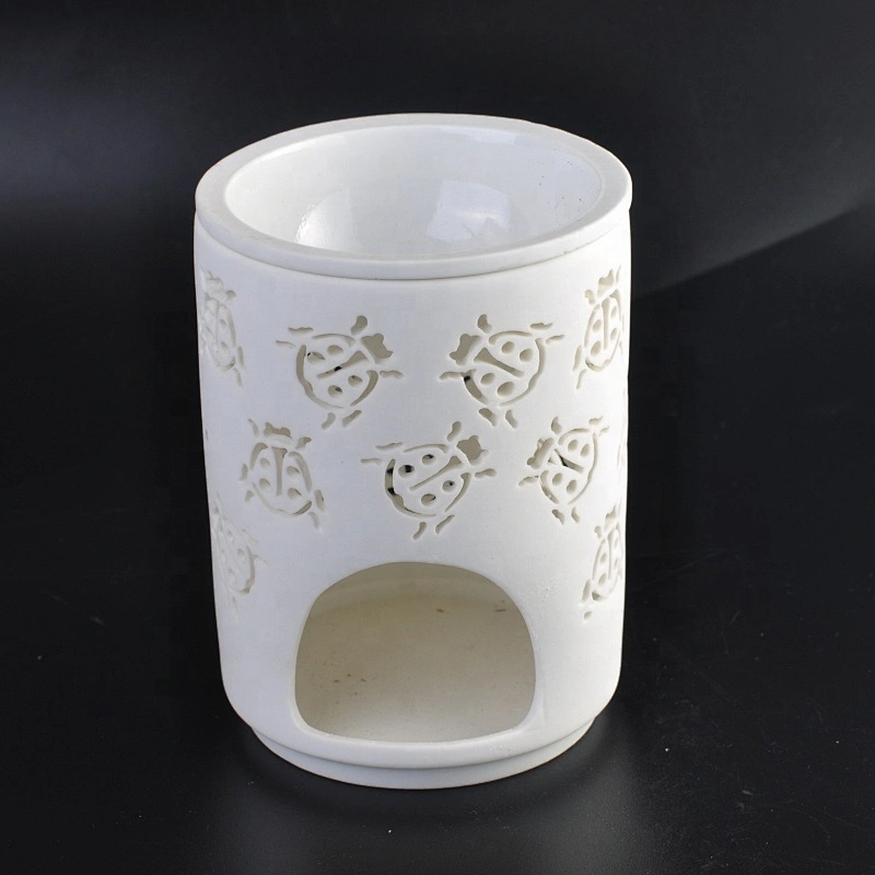 Pure White Ladybird Hollow Out Ceramic Candle Oil Burner Home Decoration Pieces