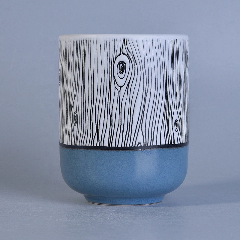 Vintage matte ceramic candle jars blue candle holder