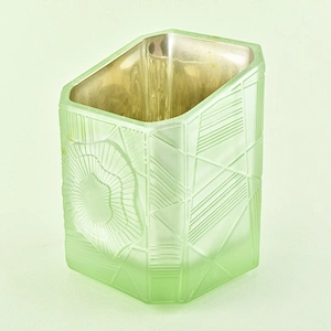Sunny Wholesales custom green square Glass candle jar 10oz 12oz