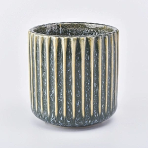400ml stripe glazed ceramic candle jar tealight candle vessel home decoration