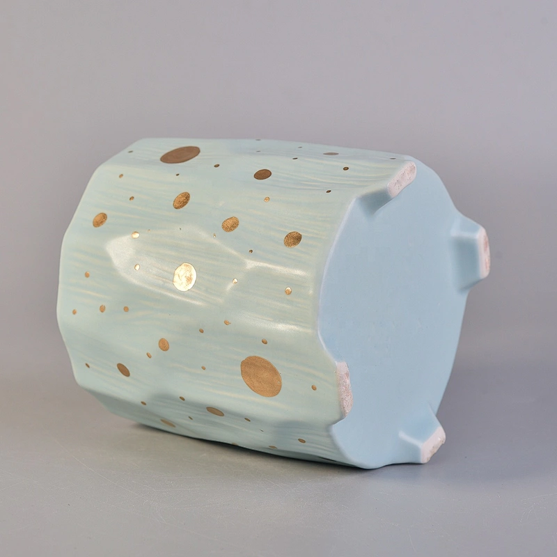 Sunny custom empty blue ceramic jar for candle making 10oz