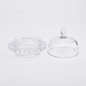 luxury clear crystal glass candle holder doom with glass lid
