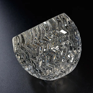 Embossed round Glass Candle container tea light candle bowl home Decor in bulk