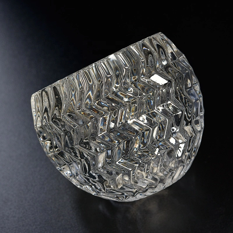 Embossed round Glass Candle container tea light candle bowl home Decor in bulk