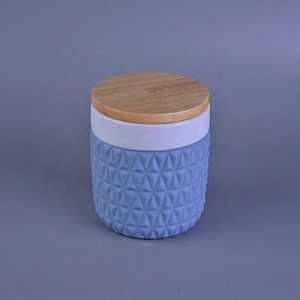 Wholesale geometric candle ceramic holders with wooden lids