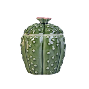 Good price luxury green flower shape ceramic candle holders vessel with lids