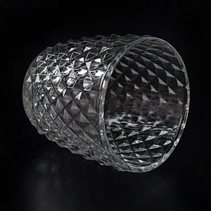 Geo cut clear Glass Candle jar home Decor