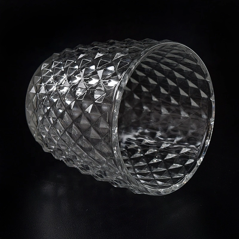 Geo cut clear Glass Candle jar home Decor
