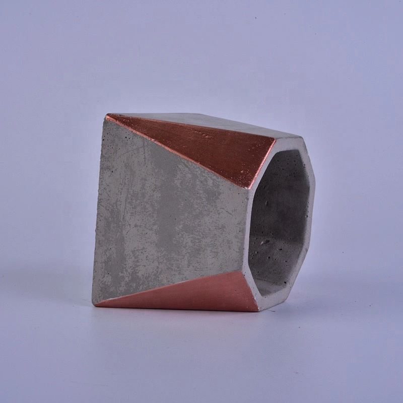 Hexagon empty decorative cement candle jar