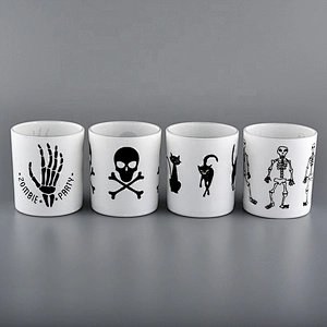 hands skeleton white glass candle jars