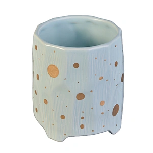 Sunny custom empty blue ceramic jar for candle making 10oz