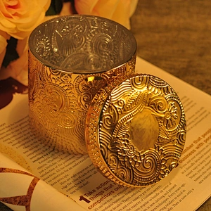 Supplier Luxury Custom golden glass candle jars with gold lid