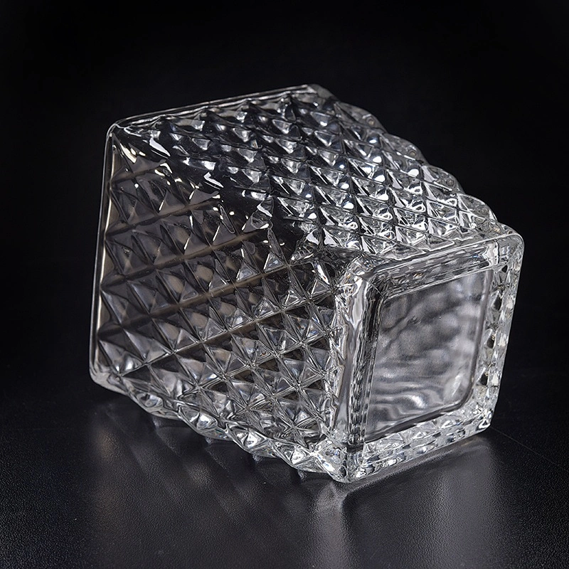 Square Glass Candle tumbler pressed candle jar home Decor