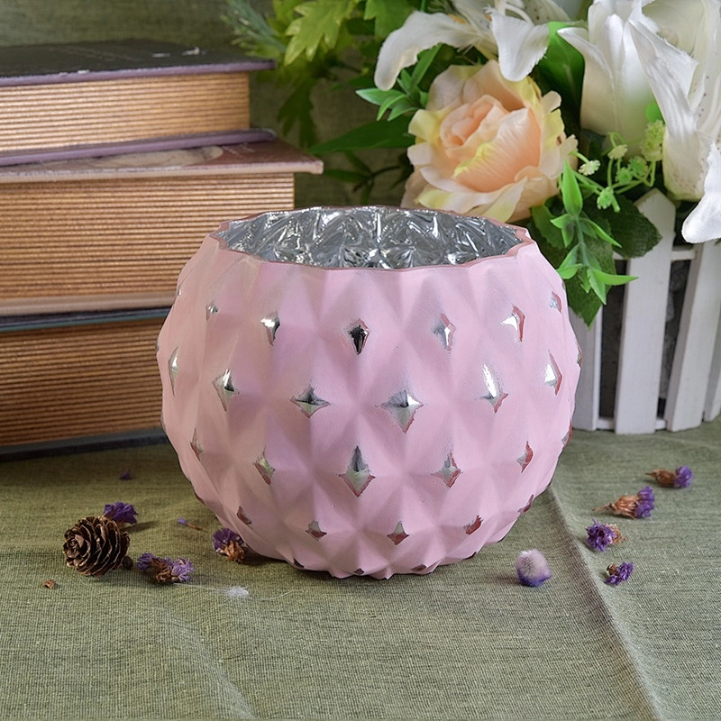 Spraying candle container round glass candle vessel