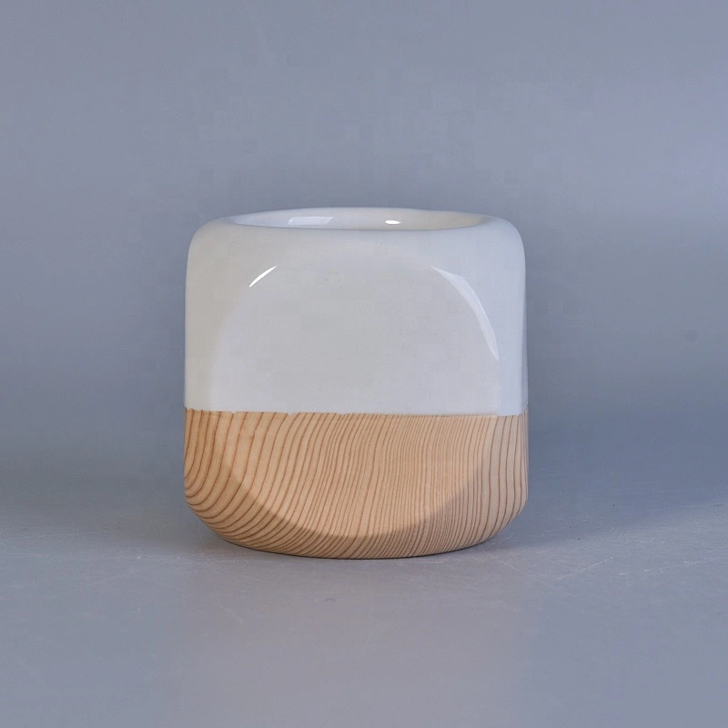 Mini empty ceramic candle jar square candle holder home decor