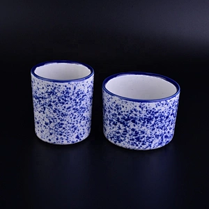 Round vintage terrazzo ceramic candle jars for home decor