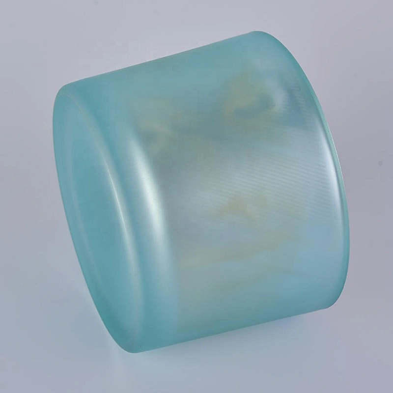 Blue Frosted Glass Candle Jars Home Decor