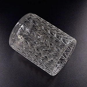 Clear leaf glass candle holder custom in bulk