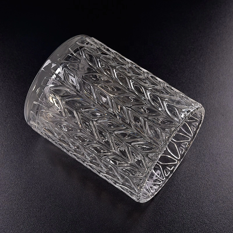 Clear leaf glass candle holder custom in bulk