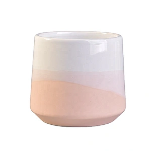 Sunny custom made scented pink square ceramic candle containers with wooden lid