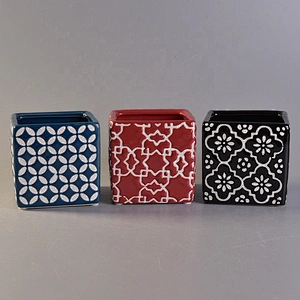 Vintage glazed square ceramic tealight candle jar candle holders home decoration wholesale