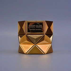 Sunny luxury decorative gold scented Hexagon glass candle jar holder