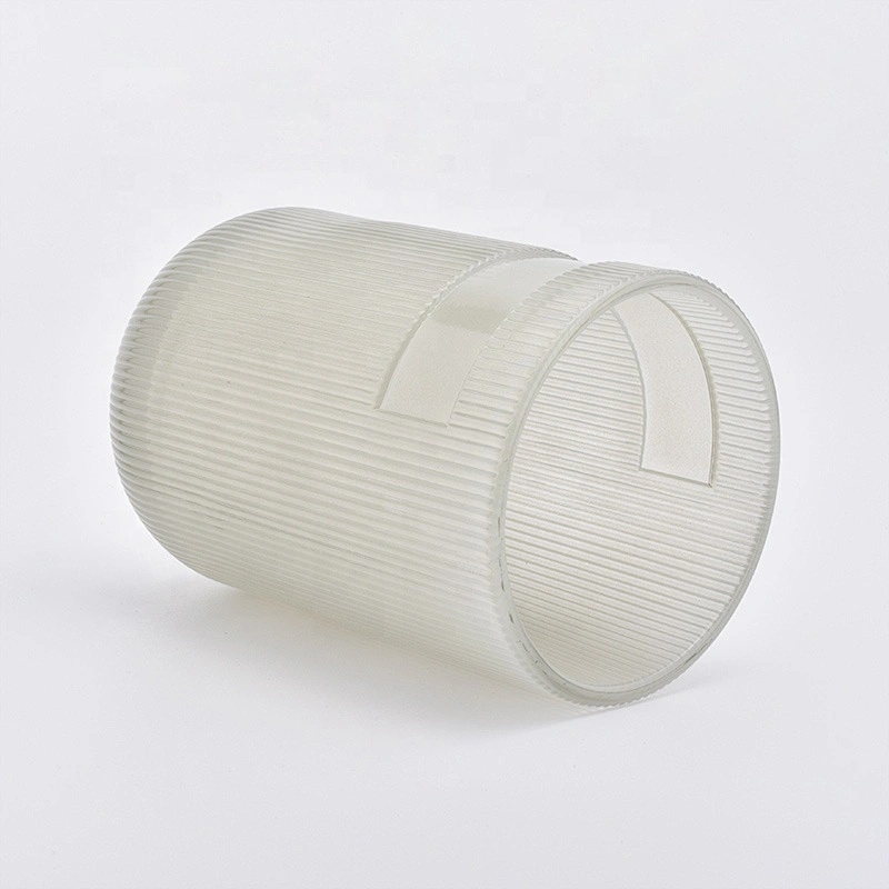 Cylinder customized striped candle vessel glass candle holder home decoration