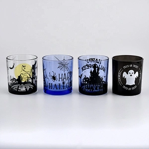 6oz 8oz 10oz 12oz decorative glass candle jars for Halloween
