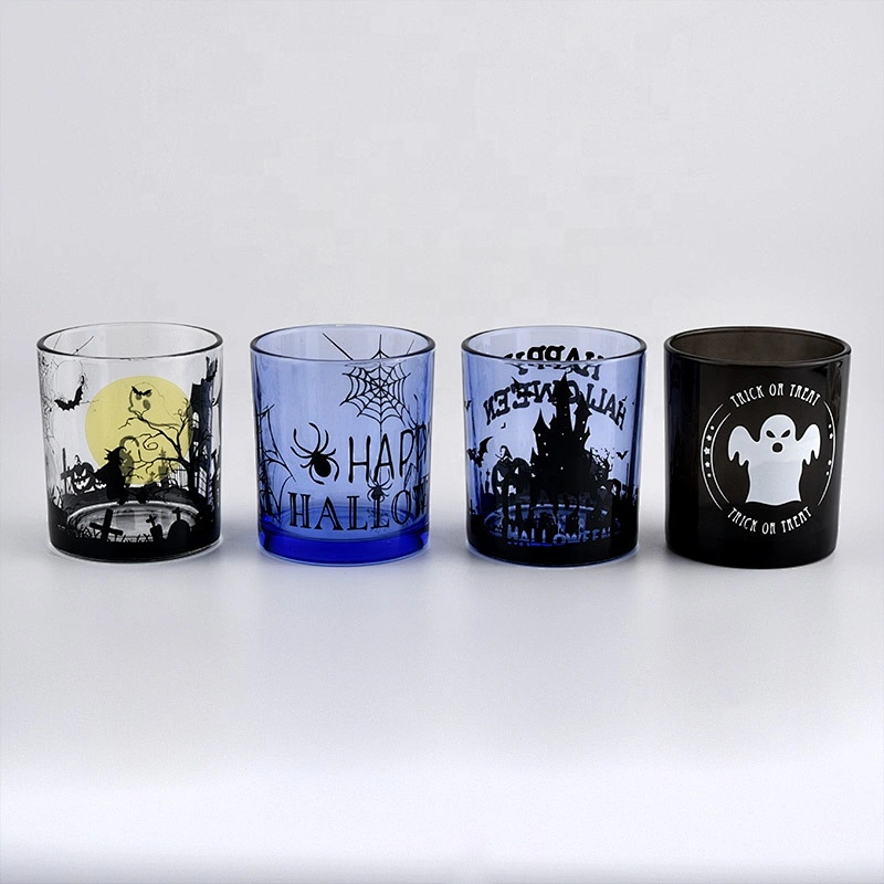 6oz 8oz 10oz 12oz decorative glass candle jars for Halloween
