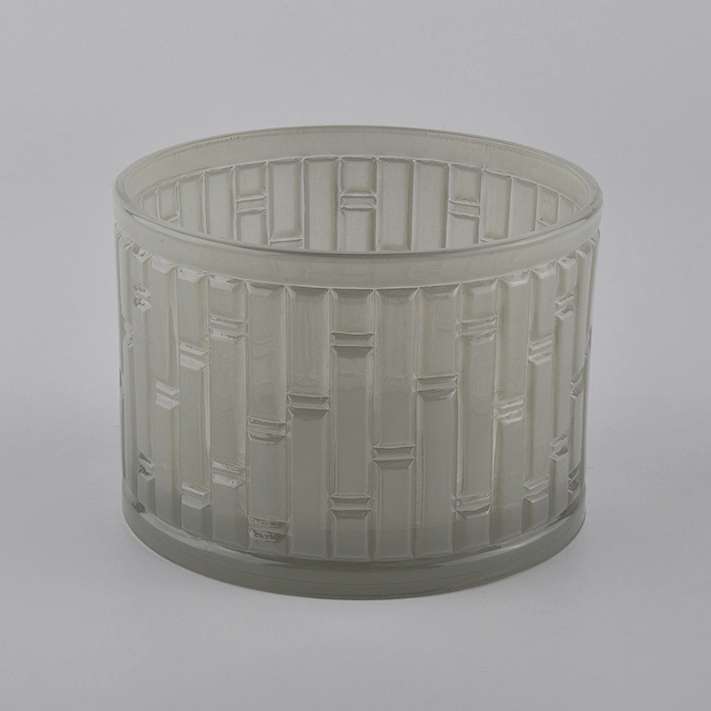 colored glass candle container with textured pattern, large  glass candle holder