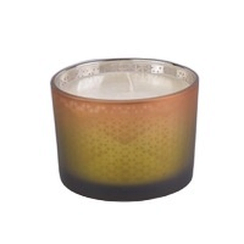 Sunny glassware luxury matte Glass candle holder with wood lid