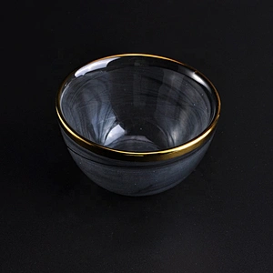 Thin smoke black glass candle holders with gold rim home decoration wholesale