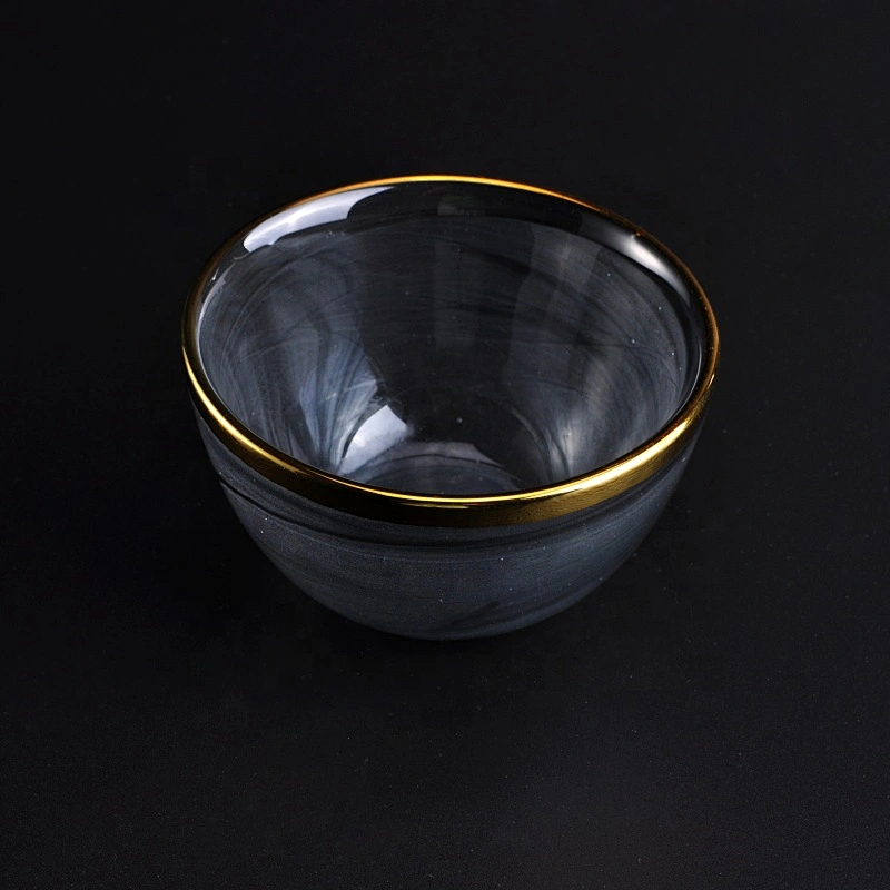 Thin smoke black glass candle holders with gold rim home decoration wholesale