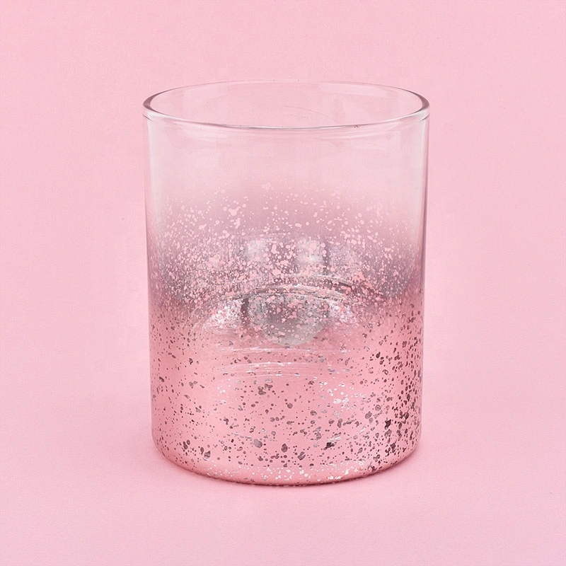 Sunny pink iridescent glass candle holders for home wedding decoration