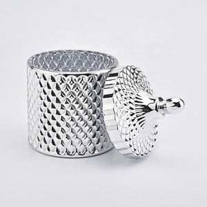 Metallic Diamond Glass Candle Jars with Lids Home Decor Wholesales
