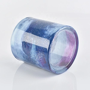 Colorful sky customized candle vessel glass candle holder wedding decor in bulk