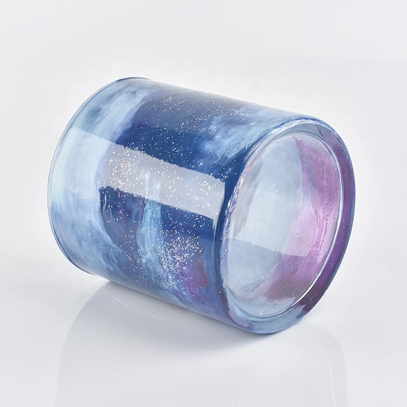 Colorful sky customized candle vessel glass candle holder wedding decor in bulk