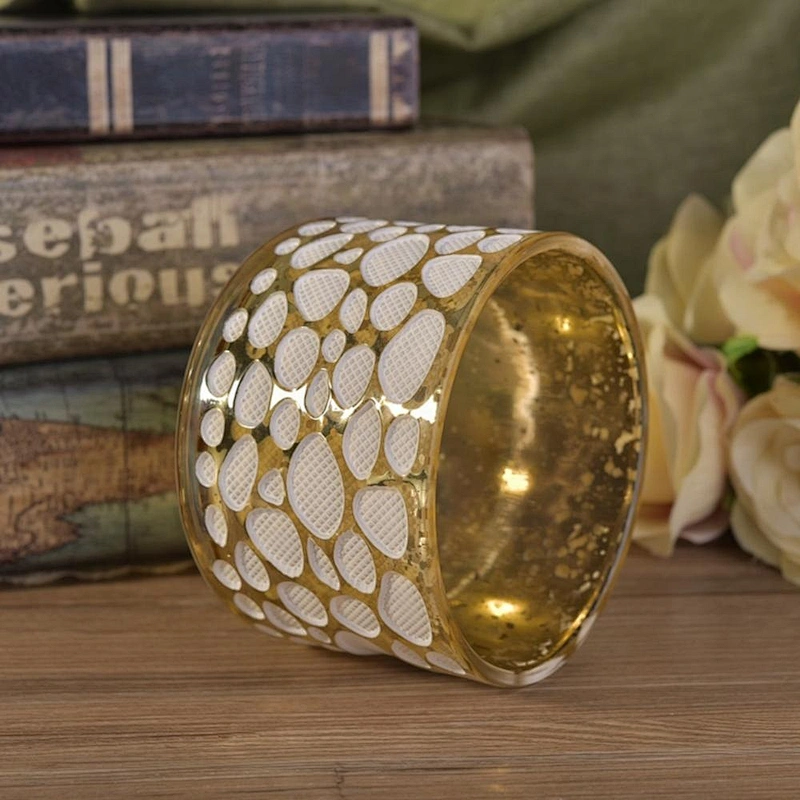 Luxury golden electroplated glass jar for candle making