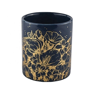 glossy glazing ceramic candle jars with various designs