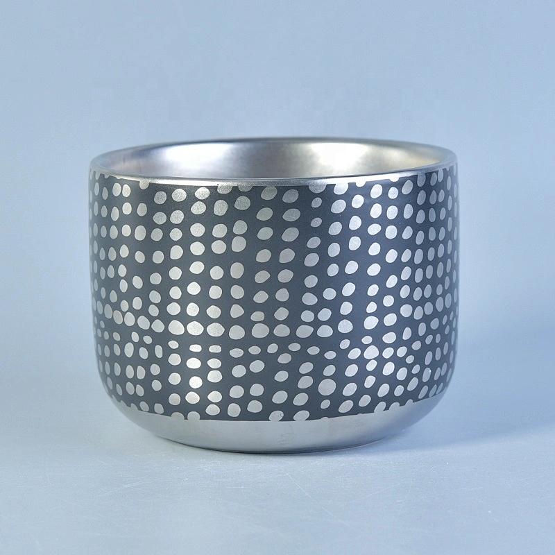 Handmade plating silver ceramic candle containers votive scented candle jar wedding centerpieces